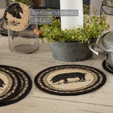 Sawyer Mill Charcoal Pig Jute Trivet 8 inch Diameter Set of 3
