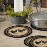 Sawyer Mill Charcoal Poultry Jute Trivet 8 inch Diameter Set of 3