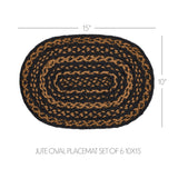 Black & Tan Jute Oval Placemat Set of 6 10x15