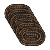 Black & Tan Jute Oval Placemat Set of 6 10x15