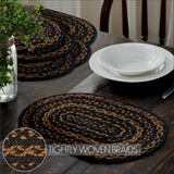 Black & Tan Jute Oval Placemat Set of 6 10x15