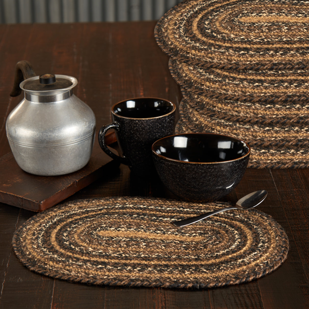 Espresso Jute Oval Placemat Set of 6 10x15