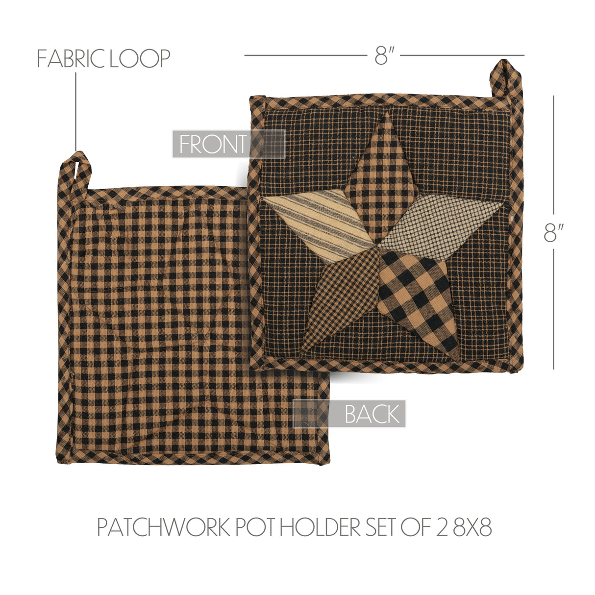 Farmhouse Star Pot Holder Set of 2 8x8