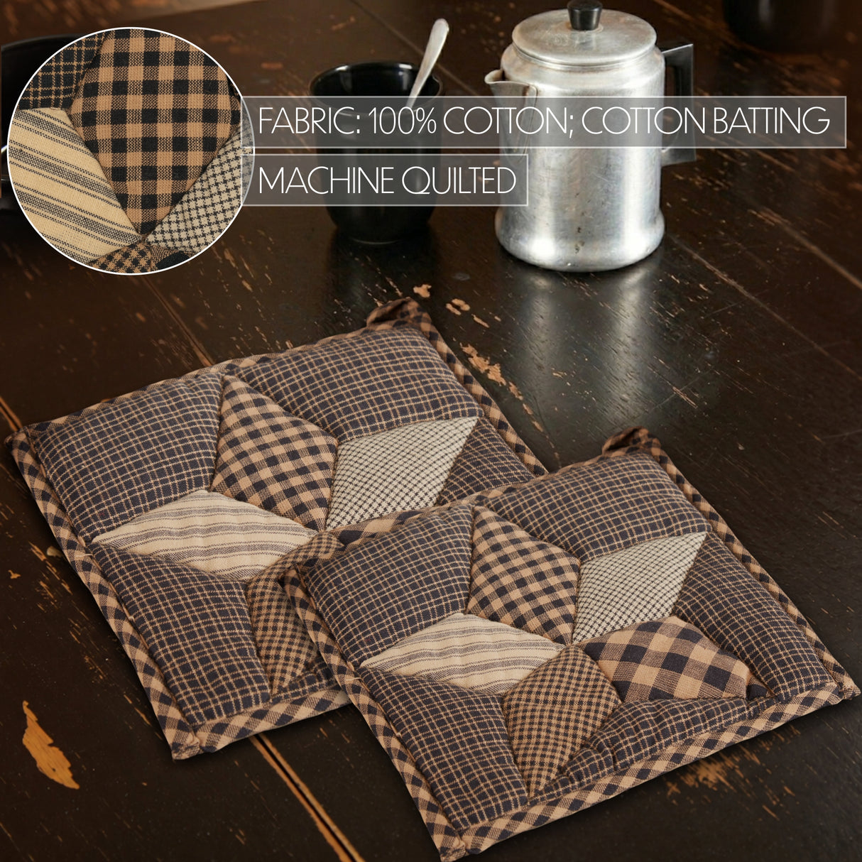 Farmhouse Star Pot Holder Set of 2 8x8
