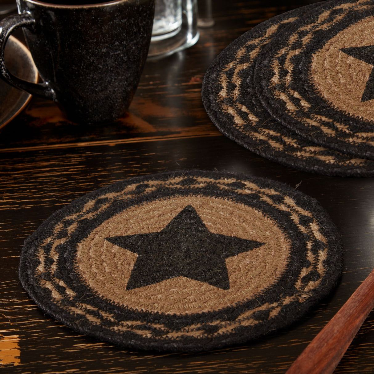 Farmhouse Jute Trivet Stencil Star 8, Set of 3