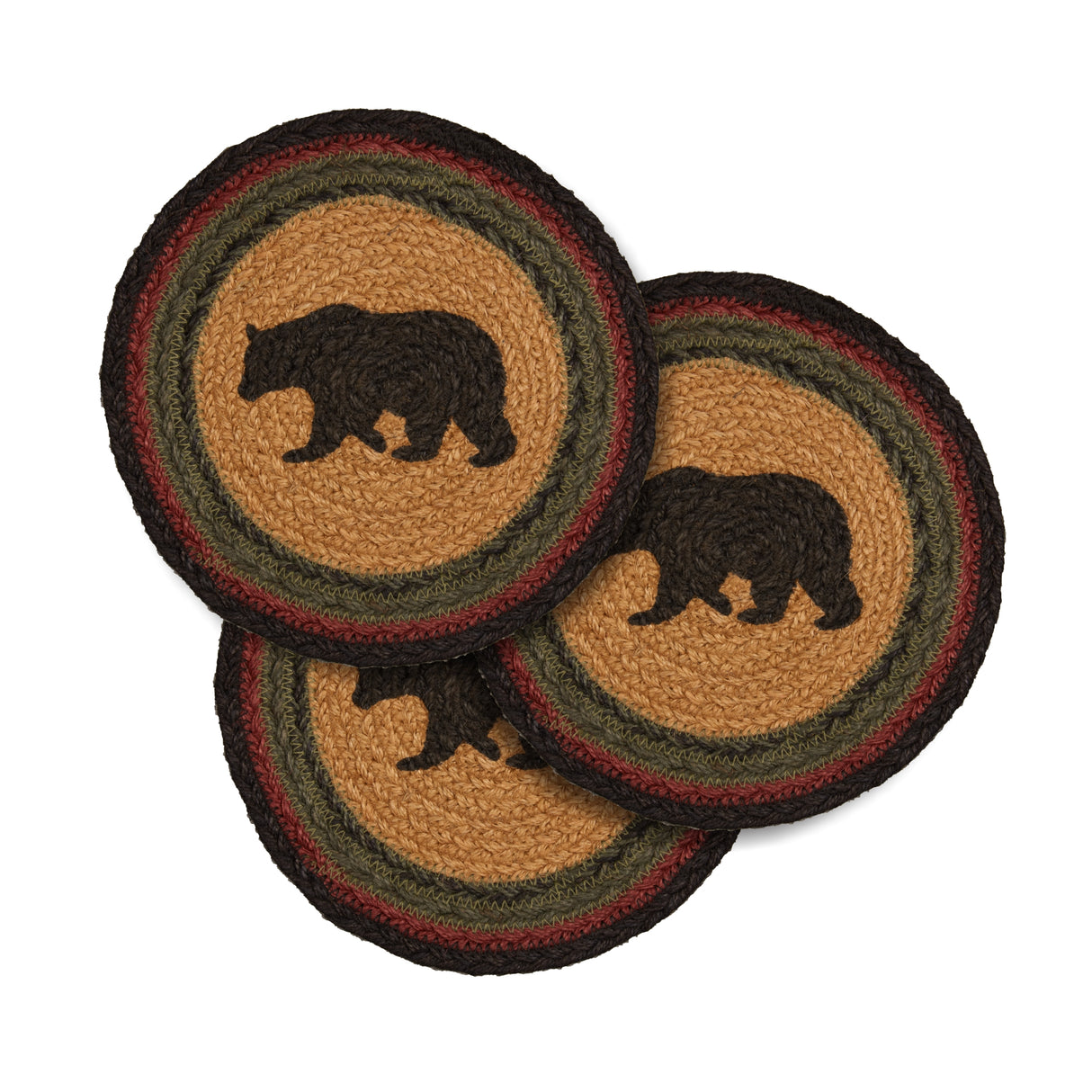 Wyatt Stenciled Bear Jute Trivet 8, Set of 3