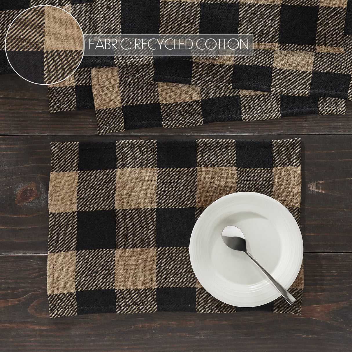 Black Check Placemat Set of 6 13x19