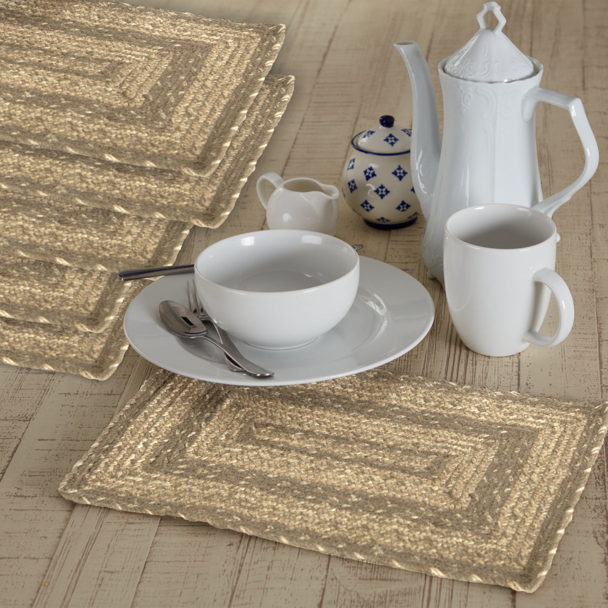 Cobblestone Jute Rect Placemat Set of 6 10x15