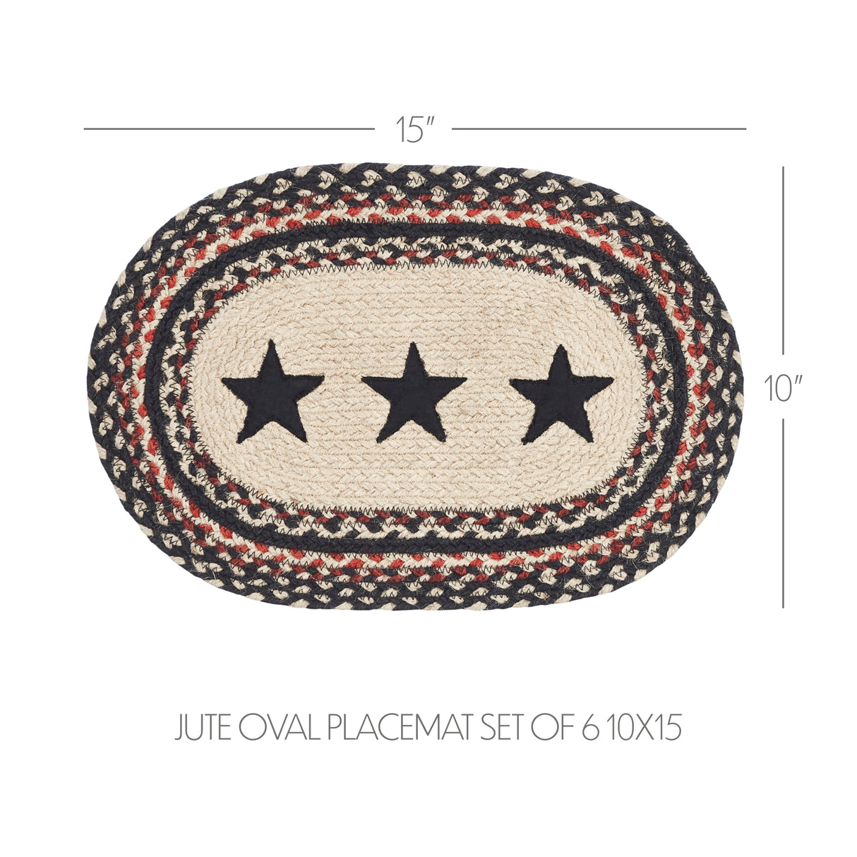 Colonial Star Jute Oval Placemat Set of 6 10x15