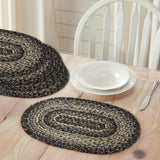 Sawyer Mill Black White Jute Oval Placemat Set of 6 10x15