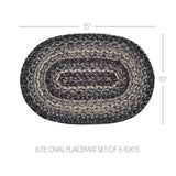 Sawyer Mill Black White Jute Oval Placemat Set of 6 10x15