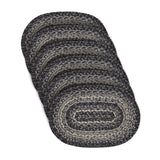 Sawyer Mill Black White Jute Oval Placemat Set of 6 10x15