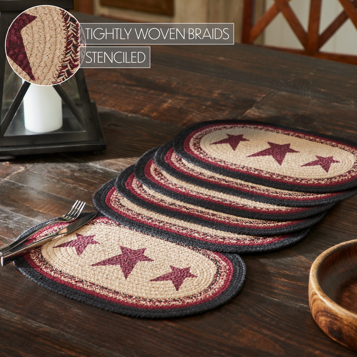 Connell Oval Placemat Stencil Stars Set of 6 10x15