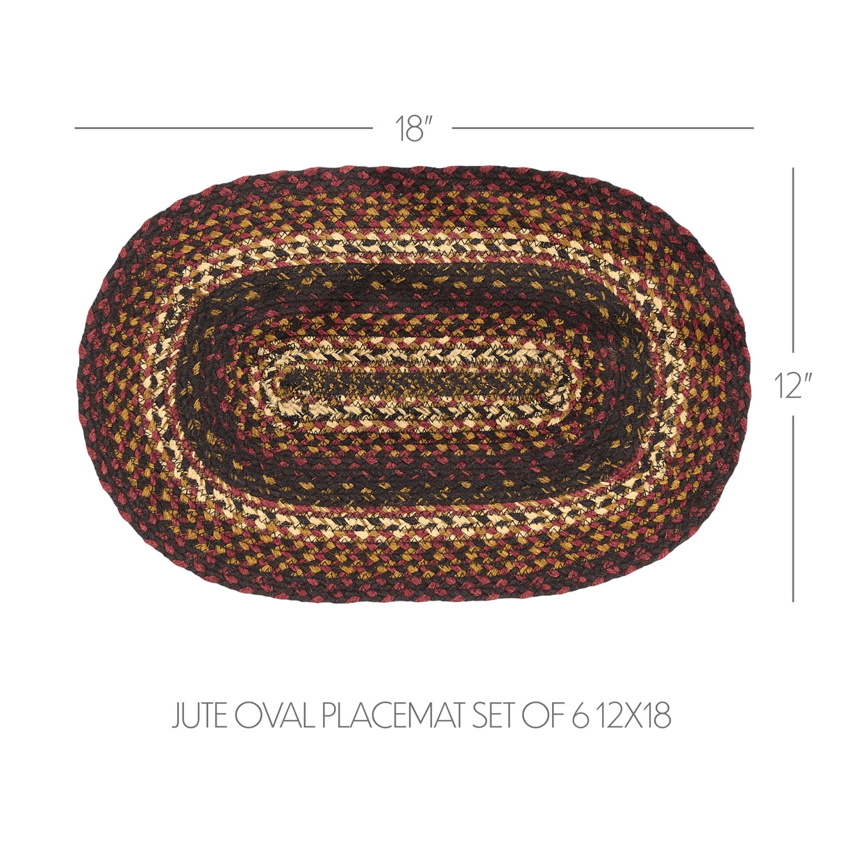 Beckham Jute Oval Placemat Set of 6 12x18