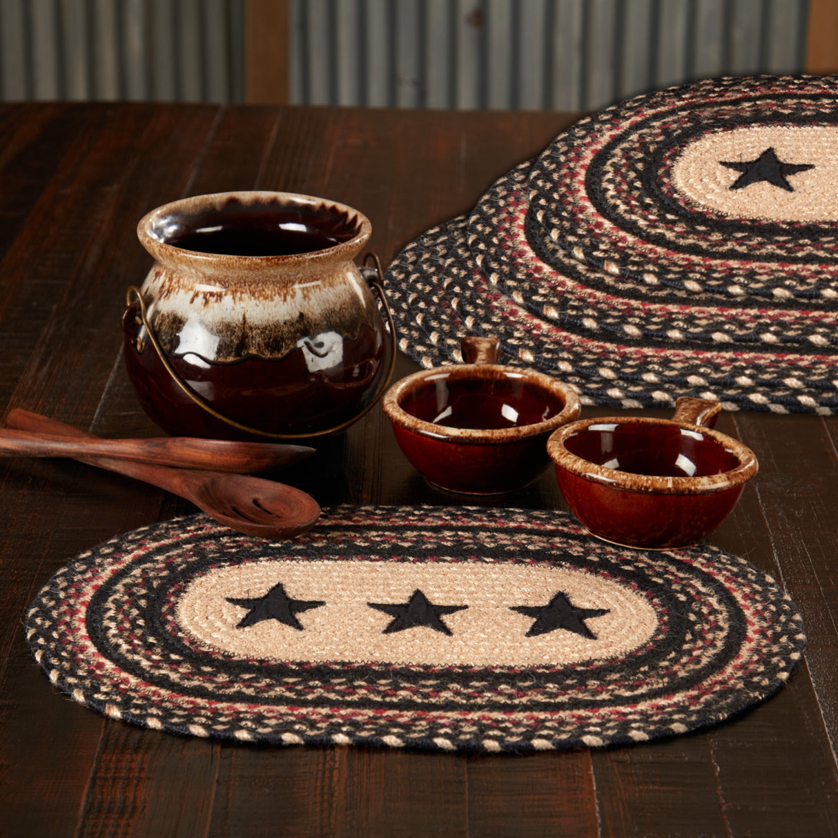 Colonial Star Jute Oval Placemat Set of 6 12x18