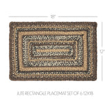 Espresso Jute Rect Placemat Set of 6 12x18