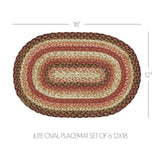 Ginger Spice Jute Oval Placemat Set of 6 12x18