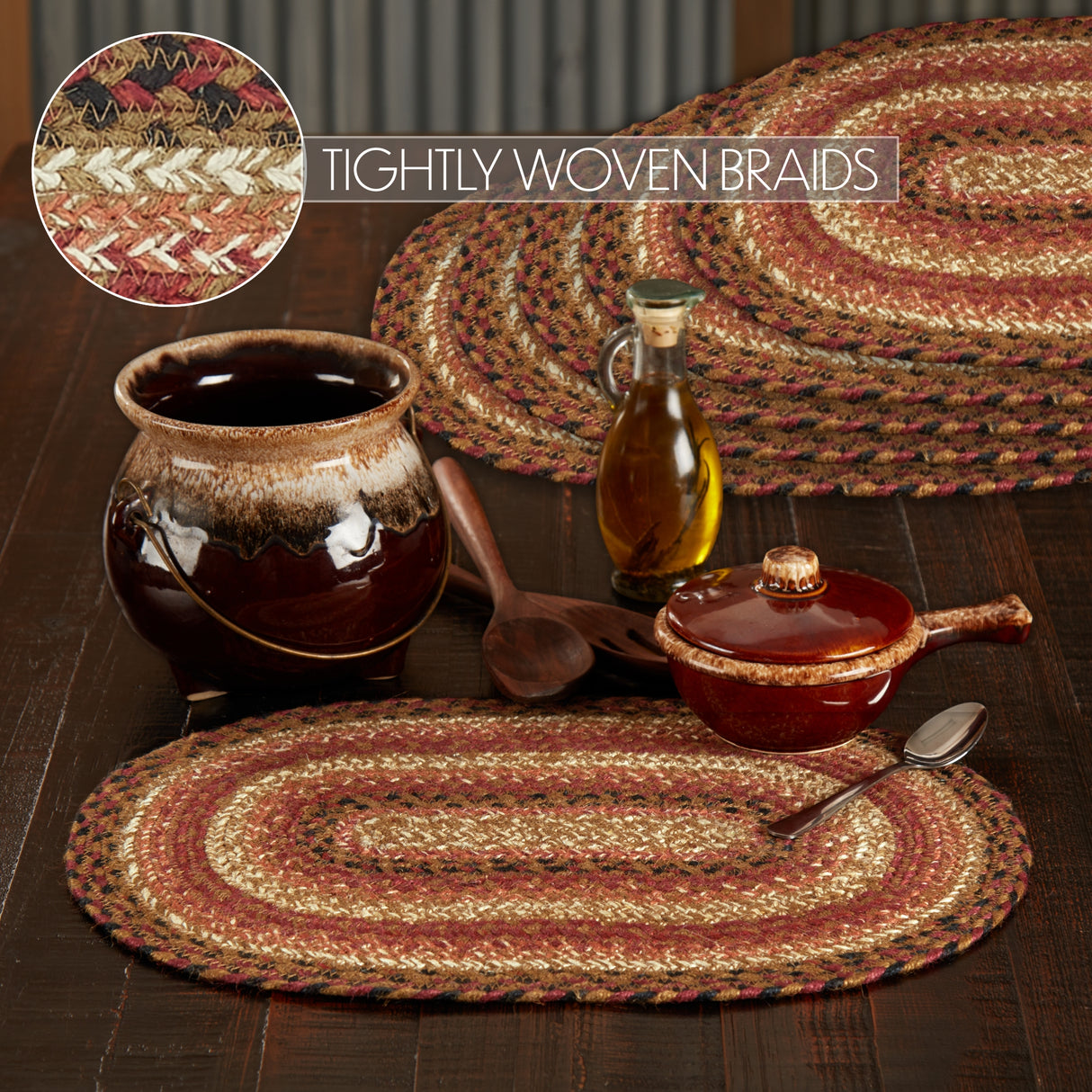 Ginger Spice Jute Oval Placemat Set of 6 12x18