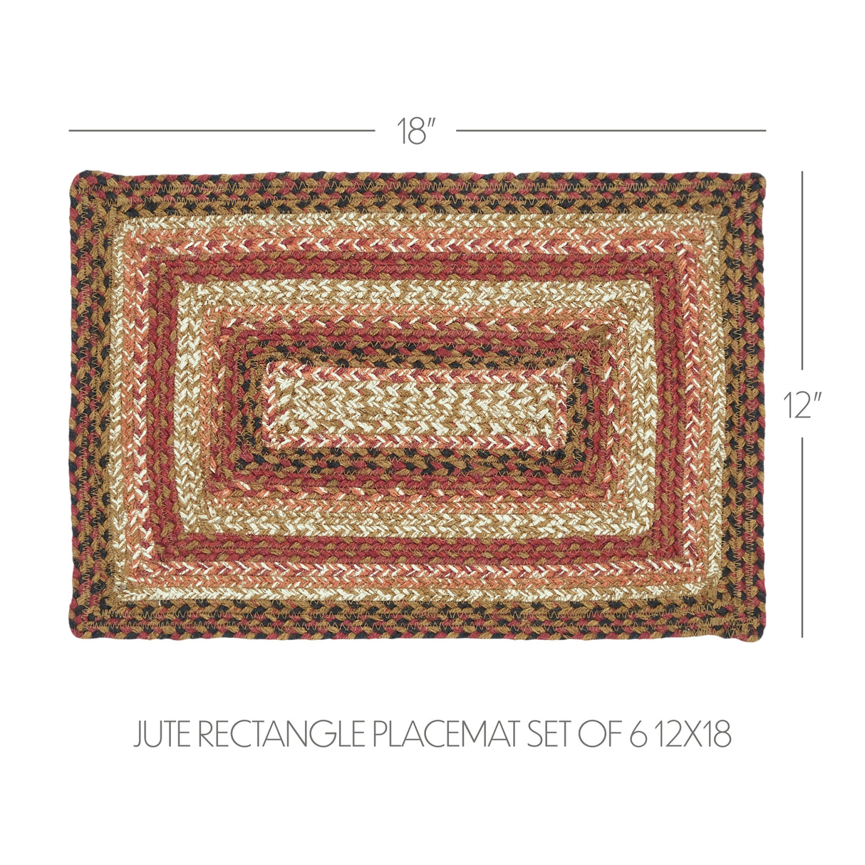 Ginger Spice Jute Rect Placemat Set of 6 12x18