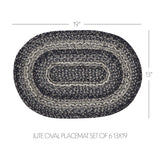 Sawyer Mill Black White Jute Oval Placemat Set of 6 13x19