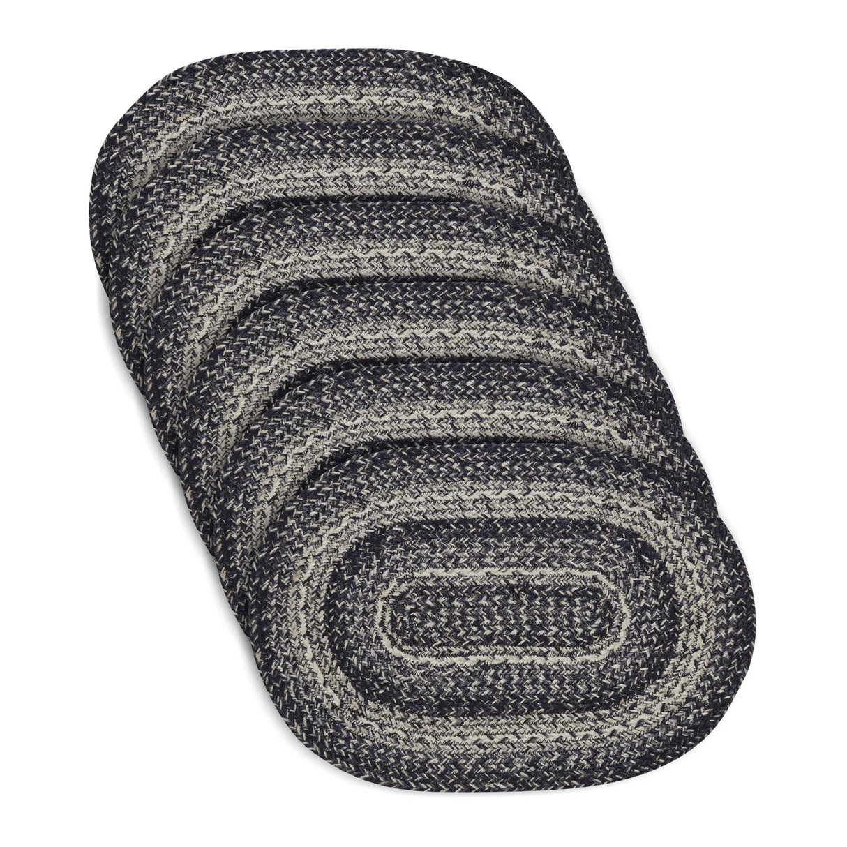 Sawyer Mill Black White Jute Oval Placemat Set of 6 13x19