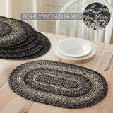 Sawyer Mill Black White Jute Oval Placemat Set of 6 13x19
