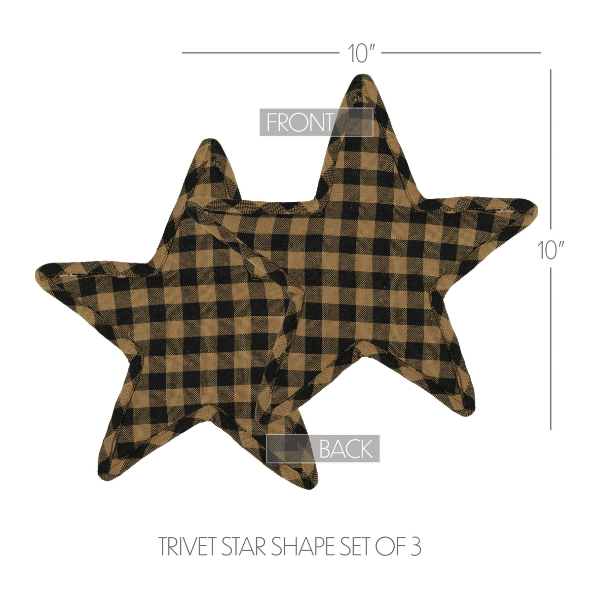 Black Star Trivet Star Shape Set of 3 10