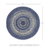 Great Falls Blue Jute Trivet 15, Set of 3
