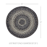 Sawyer Mill Black White Jute Trivet 15 inch Diameter, Set of 3