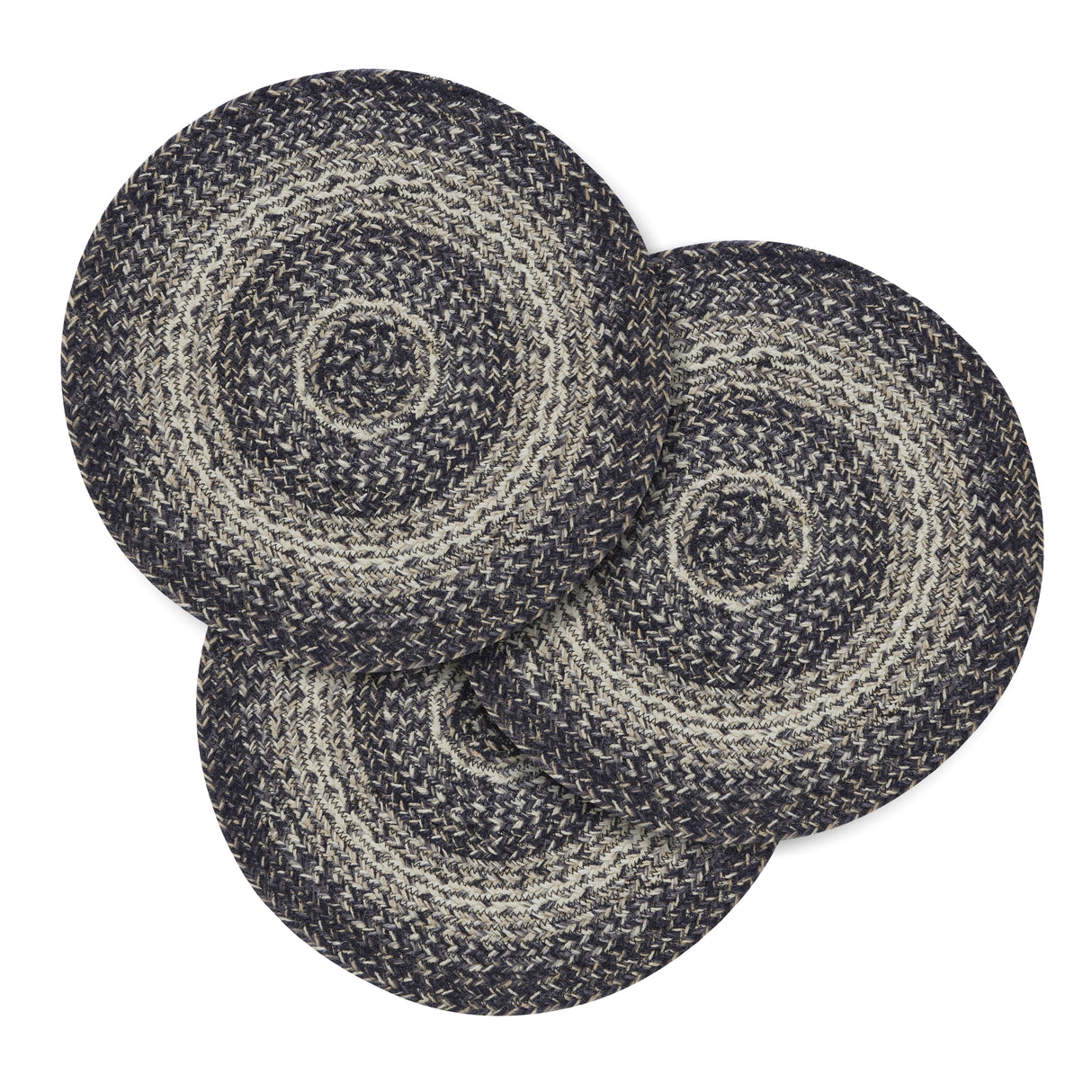 Sawyer Mill Black White Jute Trivet 15 inch Diameter, Set of 3