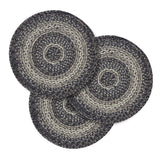 Sawyer Mill Black White Jute Trivet 15 inch Diameter, Set of 3