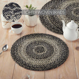 Sawyer Mill Black White Jute Trivet 15 inch Diameter, Set of 3