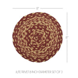 Burgundy Tan Jute Trivet 8, Set of 3