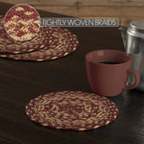 Burgundy Tan Jute Trivet 8, Set of 3