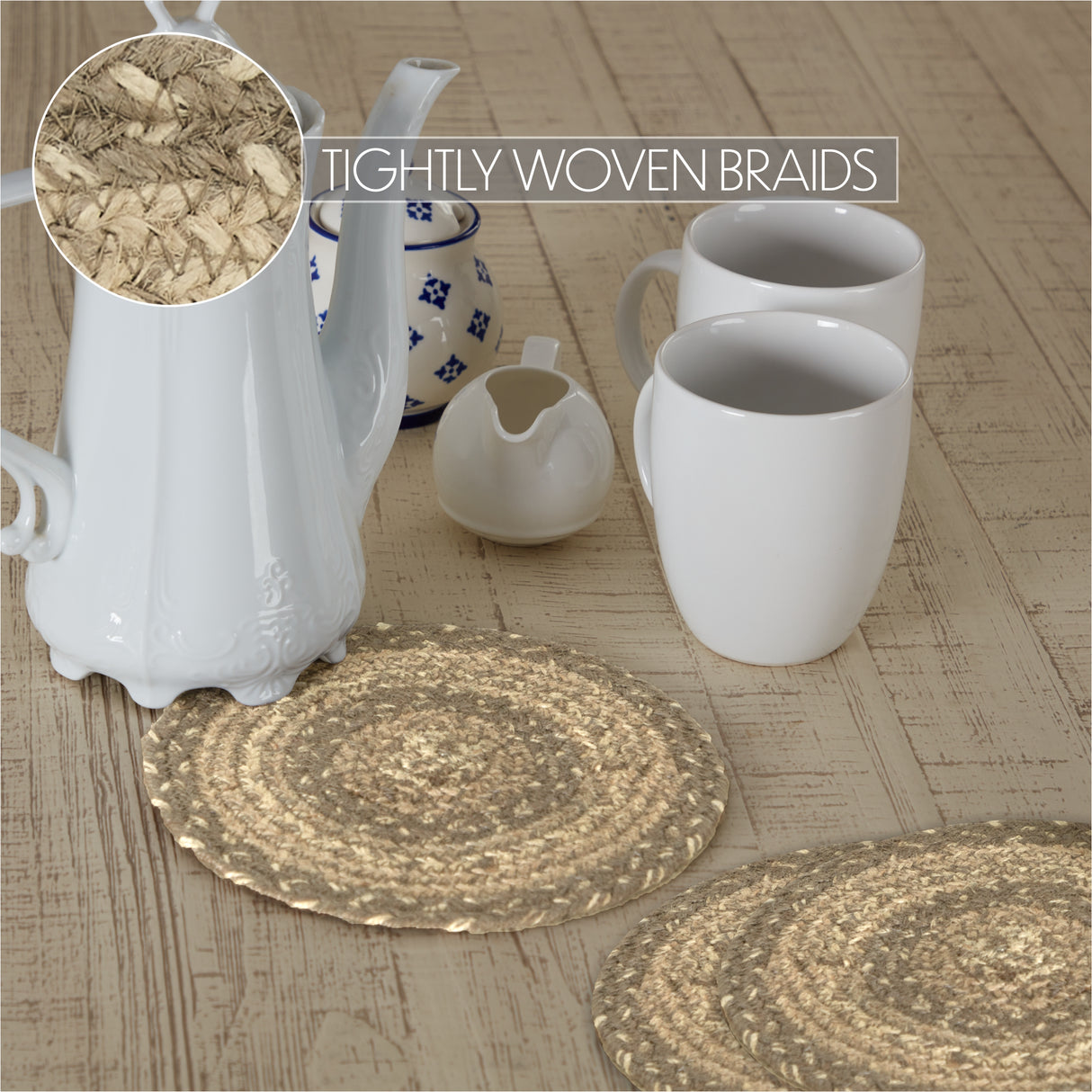 Cobblestone Jute Trivet 8, Set of 3