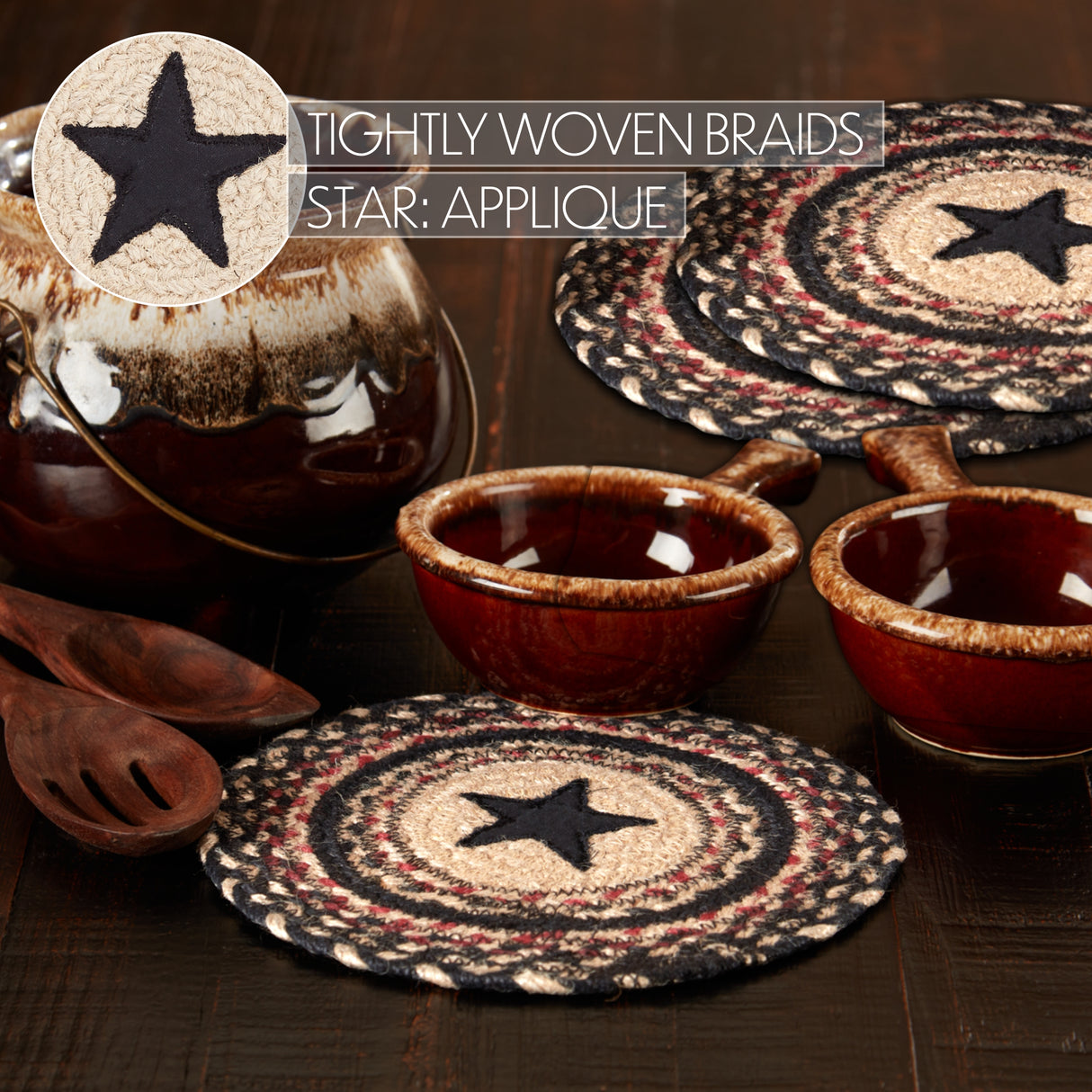 Colonial Star Jute Trivet 8 Set of 3