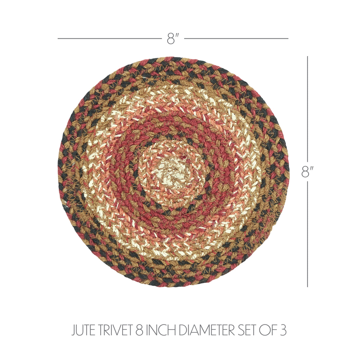 Ginger Spice Jute Trivet 8, Set of 3