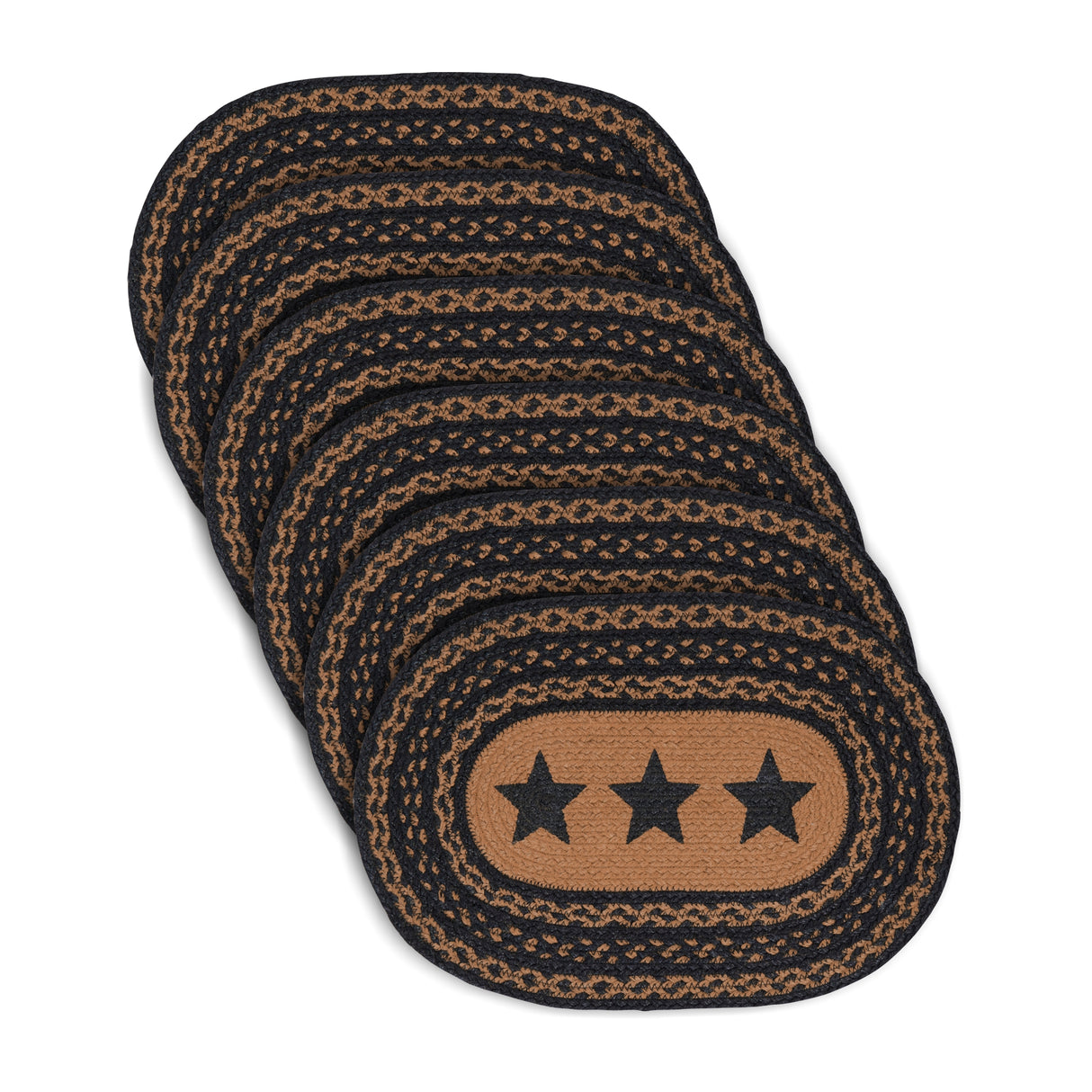 Farmhouse Jute Placemat Stencil Stars Set of 6 10x15