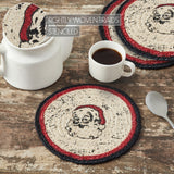 Jolly Ole Santa Jute Trivet 8 inch Diameter, Set of 3