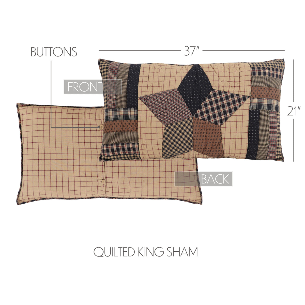Bingham Star King Sham 21x37, Set of 2
