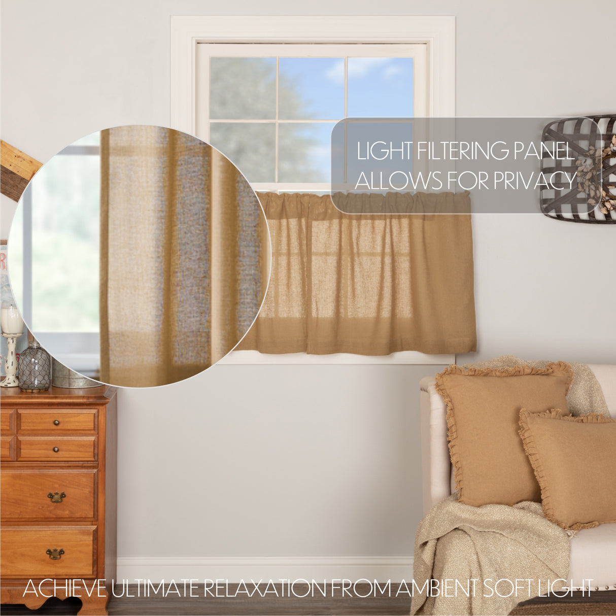 Burlap Antique Curtain Set