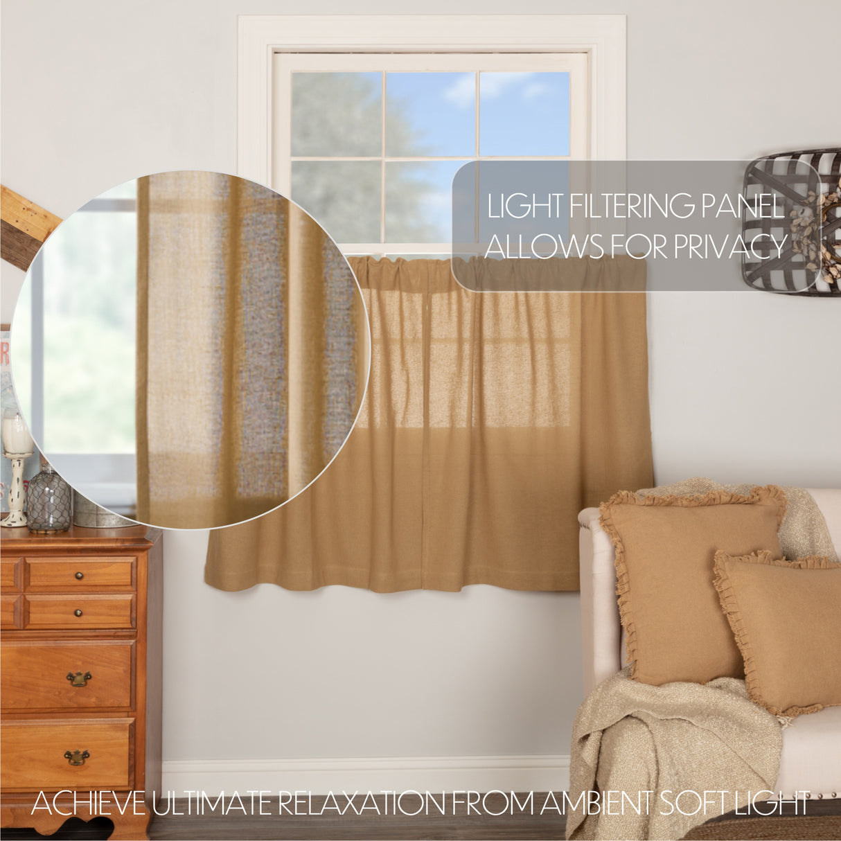 Burlap Antique Curtain Set