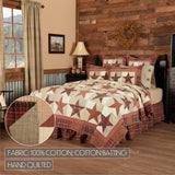 Abilene Star 5PC Burgundy Bedding Set Cal King (1 Quilt, 2 Shams, 2 Pillowcases)