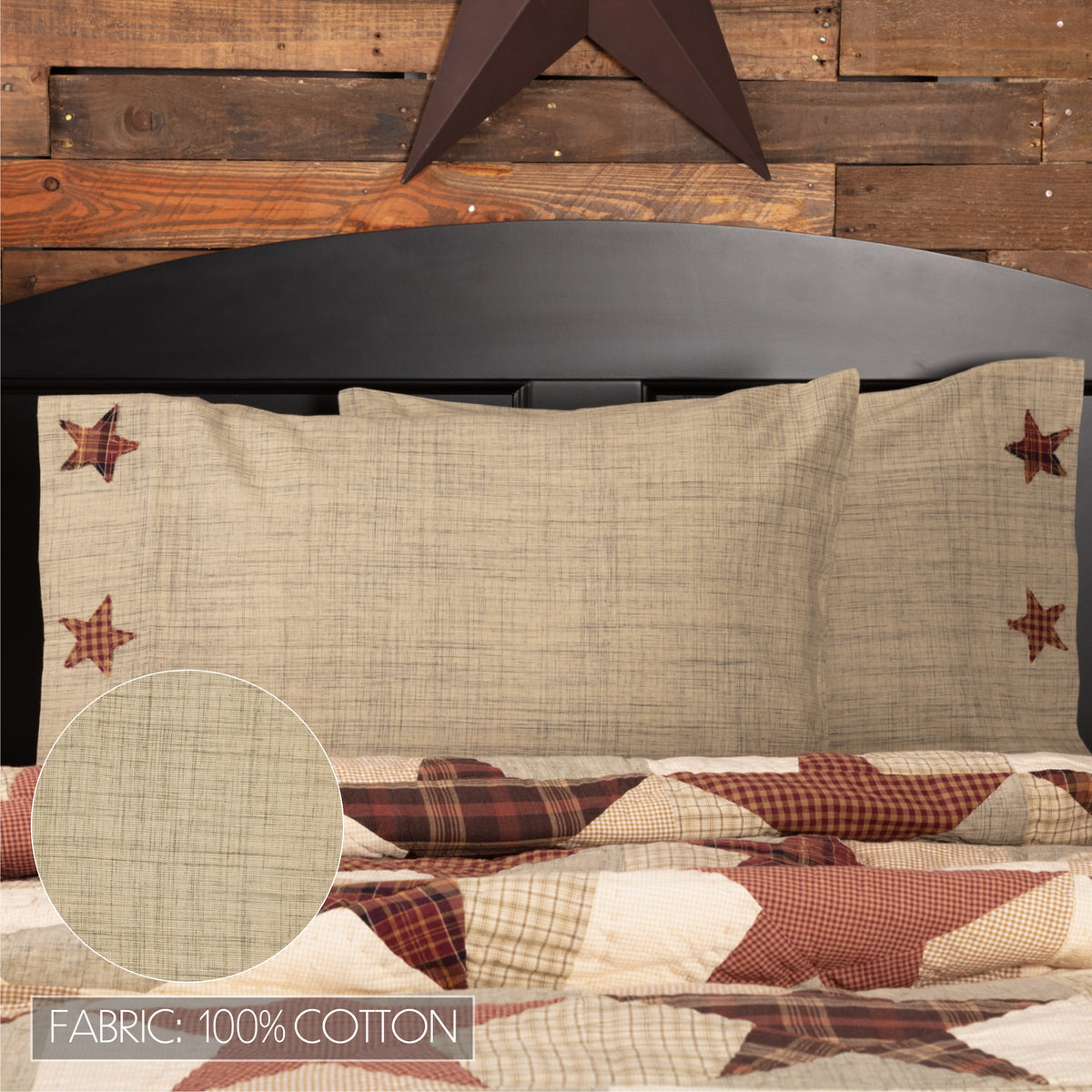 Abilene Star 5PC Burgundy Bedding Set Twin (1 Quilt, 2 Shams, 2 Pillowcases)