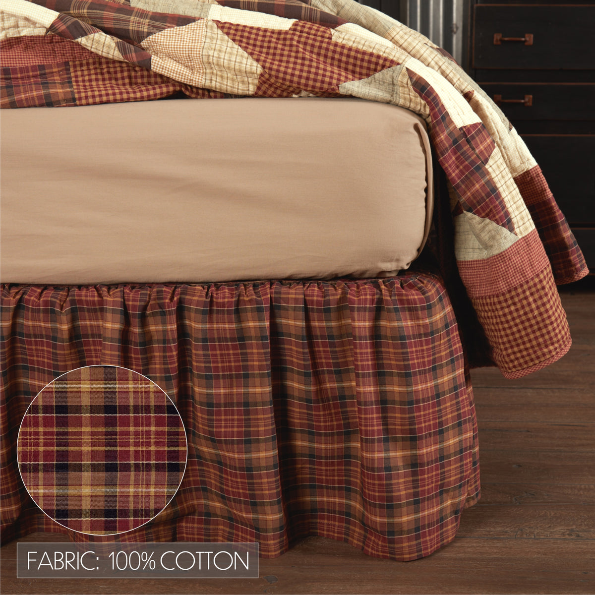 Abilene Star 6PC Burgundy Bedding Set Queen (1 Quilt, 2 Shams, 2 Pillowcases, 1 Bedskirt)