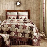 Abilene Star 8PC Burgundy Bedding Set Twin (1 Quilt, 2 Shams, 2 Pillowcases, 1 Bedskirt, 2 Euros)