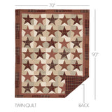 Abilene Star 8PC Burgundy Bedding Set Twin (1 Quilt, 2 Shams, 2 Pillowcases, 1 Bedskirt, 2 Euros)