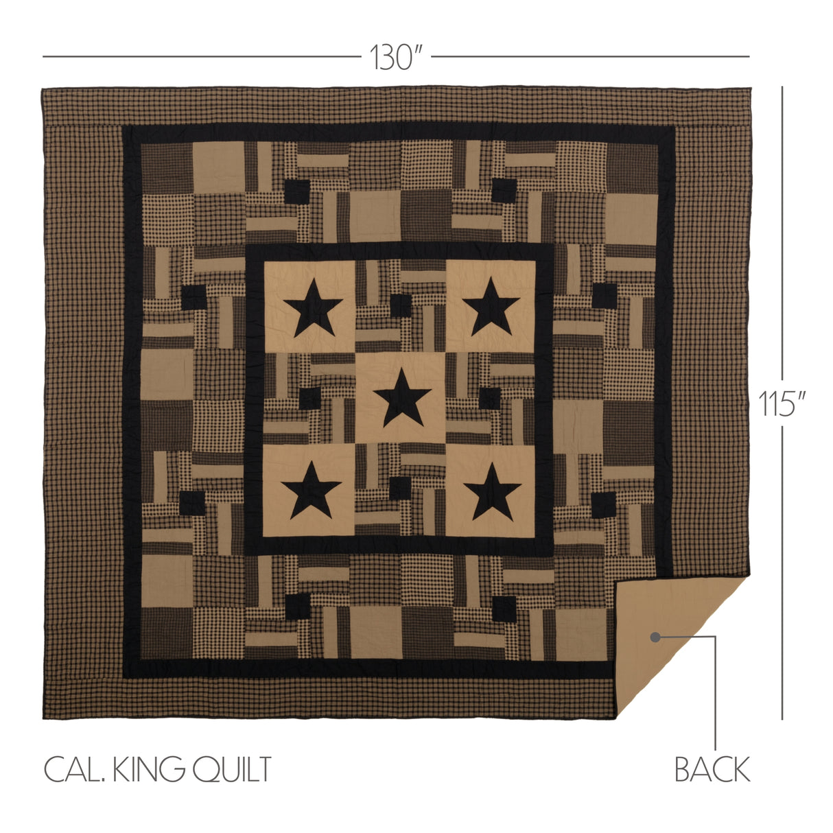 Black Check Star 5 Piece Quilt Set