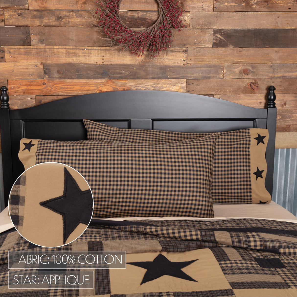 Black Check Star 5 Piece Quilt Set
