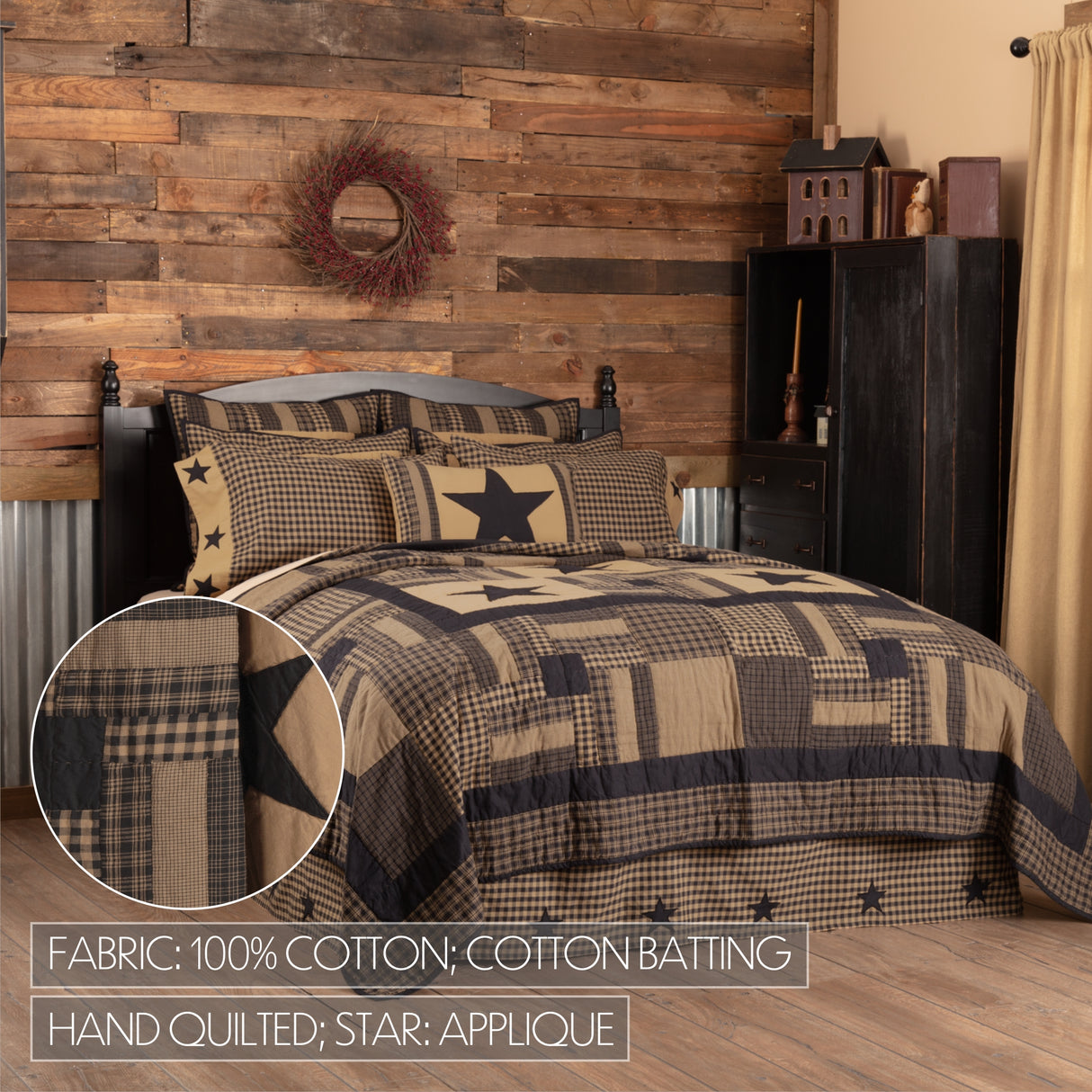 Black Check Star 5 Piece Quilt Set